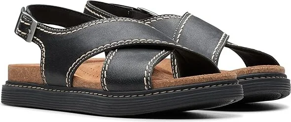 Clarks Arwell Sling Women's Sandals Black Leather : 5 B - Medium, Leather/Rubber