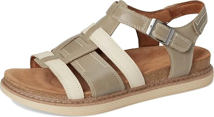 Clarks Arwell Sun Women's Sandals Stone Combi Leather : 10 B - Medium - Image 5