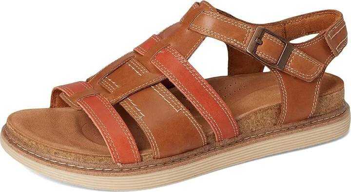Clarks Arwell Sun Women's Sandals Tan Combi Leather : 6 C - Wide - Image 5