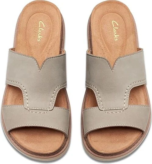 Clarks Arwell Walk Women's Sandals Stone Nubuck : 9.5 C - Wide, Leather/Rubber - Image 2