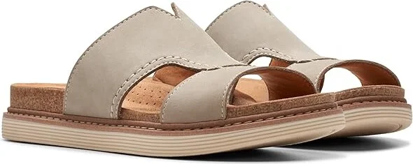 Clarks Arwell Walk Women's Sandals Stone Nubuck : 9.5 C - Wide, Leather/Rubber