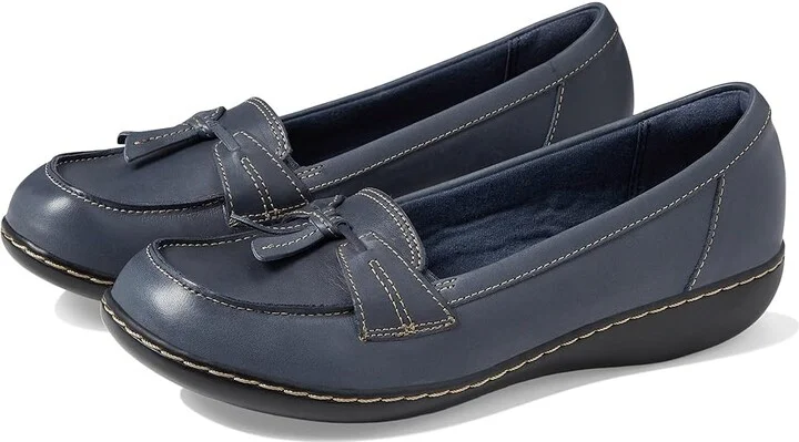 Clarks Ashland Bubble Women's Slip on Shoes Navy Marine : 5.5 B - Medium, Leather