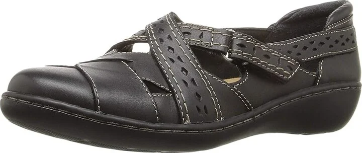 Clarks Ashland Spin Q Women's Shoes Black : 7 D - Wide, Leather - Image 2