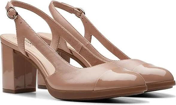 Clarks Bayla Joy High Women's Heels Beige Leather : 11 B - Medium, Leather/Rubber