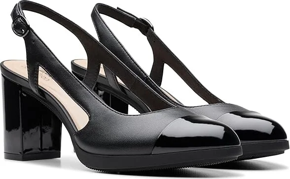 Clarks Bayla Joy High Women's Heels Black Leather : 7 B - Medium, Leather/Rubber