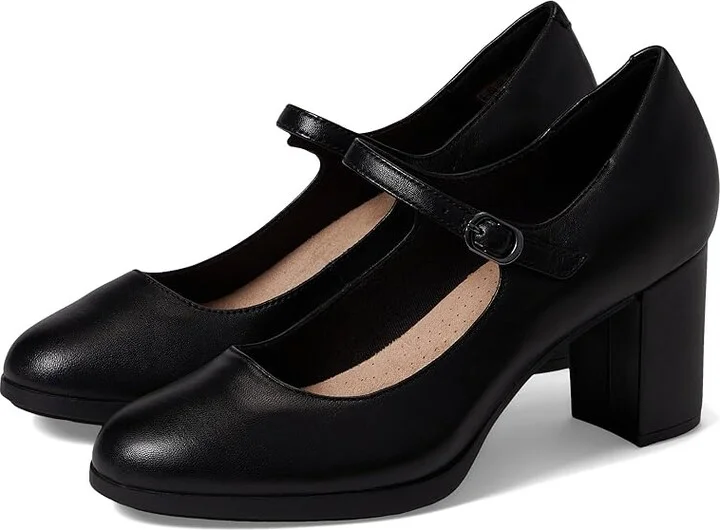 Clarks Bayla Nora High Women's Heels Black Leather : 9.5 B - Medium