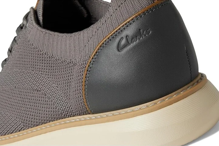 Clarks Brantin Knit Men's Lace-up Boots Grey Knit Textile : 9.5 D - Medium, Leather - Image 7