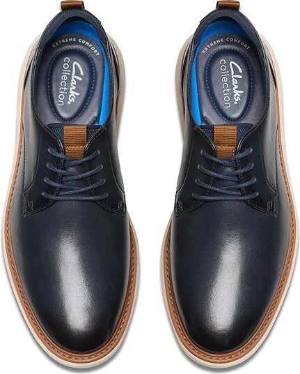 Clarks Brantin Plain Men's Lace-up Boots Navy Leather : 9 EE - Wide - Image 2