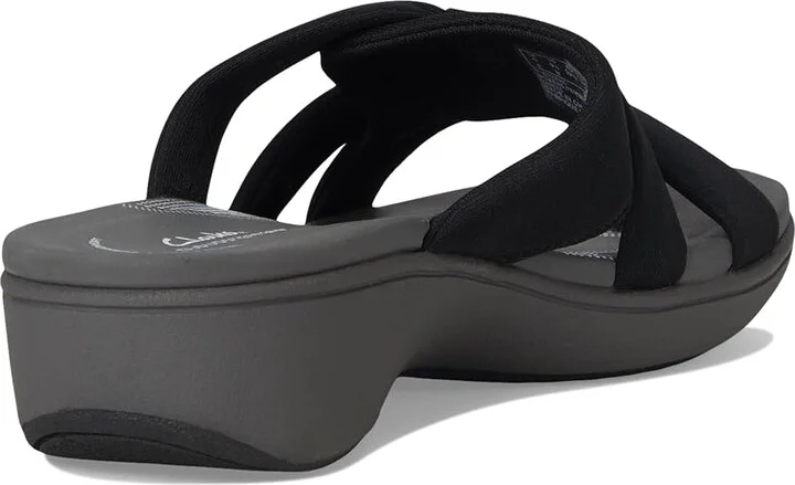 Clarks Breeze Rae Cam Women's Sandals Black/Grey Textile : 9.5 B - Medium, Leather - Image 4