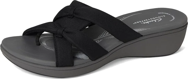 Clarks Breeze Rae Cam Women's Sandals Black/Grey Textile : 9.5 B - Medium, Leather - Image 5