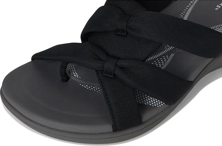 Clarks Breeze Rae Cam Women's Sandals Black/Grey Textile : 9.5 B - Medium, Leather - Image 7