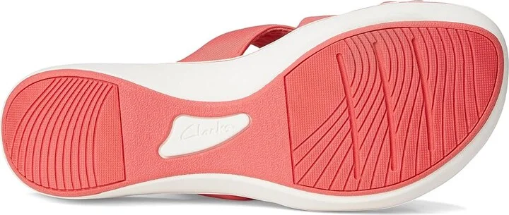 Clarks Breeze Rae Cam Women's Sandals Bright Coral Textile : 9.5 B - Medium, Leather - Image 3