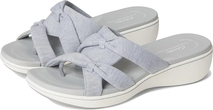 Clarks Breeze Rae Cam Women's Sandals Grey Textile : 6.5 D - Wide, Leather