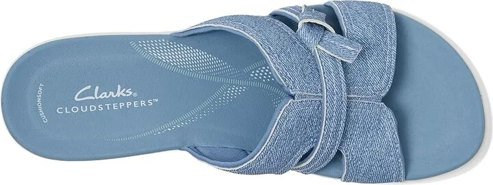 Clarks Breeze Rae Mia Women's Sandals Denim Blue Interest Synthetic : 12 D - Wide - Image 2