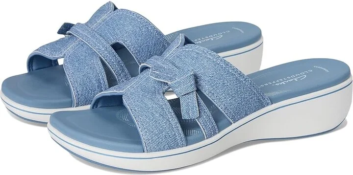 Clarks Breeze Rae Mia Women's Sandals Denim Blue Interest Synthetic : 12 D - Wide