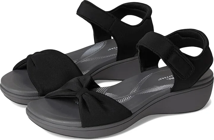 Clarks Breeze Rae Sara Women's Sandals Black Textile : 8 D - Wide, Synthetic