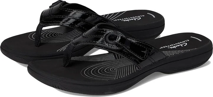 Clarks Breeze Reyna Women's Sandals Black Patent Synthetic : 5 B - Medium