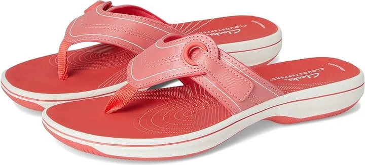 Clarks Breeze Reyna Women's Sandals Bright Coral Synthetic : 5 B - Medium