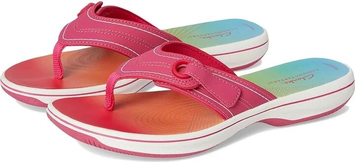 Clarks Breeze Reyna Women's Sandals Bright Pink Ombre Synthetic : 5 B - Medium