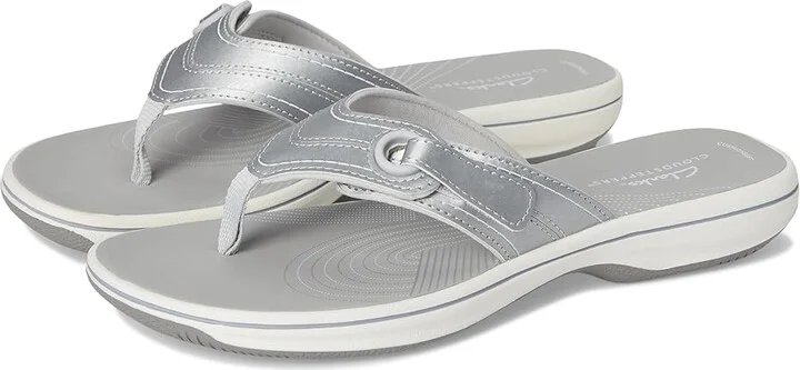 Clarks Breeze Reyna Women's Sandals Silver Synthetic : 10 B - Medium