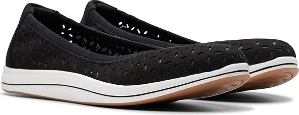 Clarks Breeze Roam Women's Flat Shoes Black Textile : 8 D - Wide, Polyester/Rubber