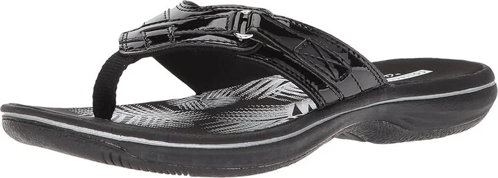 Clarks Breeze Sea Women's Sandals Black Synthetic Patent : 5 B - Medium - Image 2