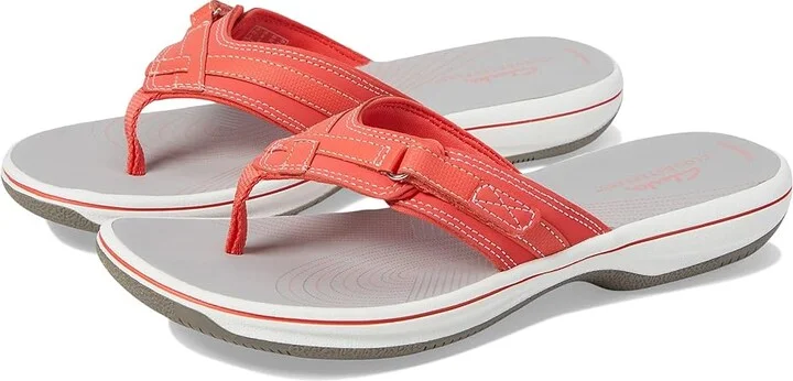 Clarks Breeze Sea Women's Sandals Bright Coral Synthetic : 6 B - Medium