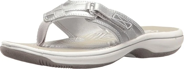 Clarks Breeze Sea Women's Sandals Silver Metallic : 5 B - Medium, Synthetic - Image 2