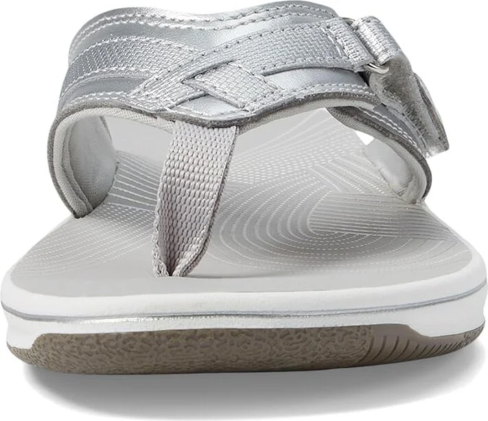 Clarks Breeze Sea Women's Sandals Silver Metallic : 5 B - Medium, Synthetic - Image 3