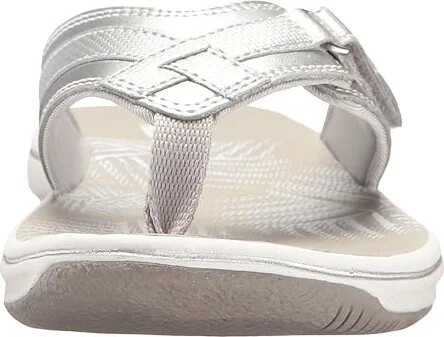 Clarks Breeze Sea Women's Sandals Silver Metallic : 5 B - Medium, Synthetic - Image 6