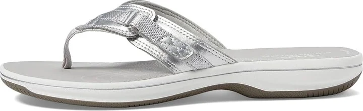 Clarks Breeze Sea Women's Sandals Silver Metallic : 5 B - Medium, Synthetic - Image 7