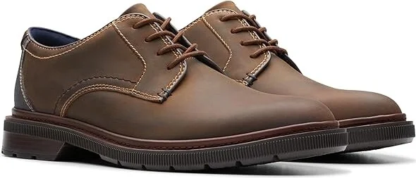 Clarks Burchill Derby Men's Lace Up Wing Tip Shoes Beeswax Leather : 11.5 D - Medium