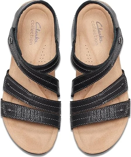 Clarks Calenne Clara Women's Sandals Black Combi : 7.5 D - Wide, Leather - Image 2