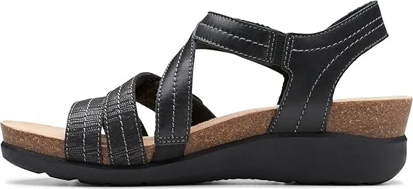 Clarks Calenne Clara Women's Sandals Black Combi : 7.5 D - Wide, Leather - Image 5