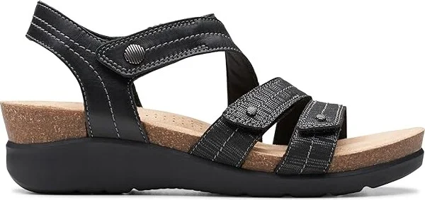 Clarks Calenne Clara Women's Sandals Black Combi : 7.5 D - Wide, Leather - Image 6