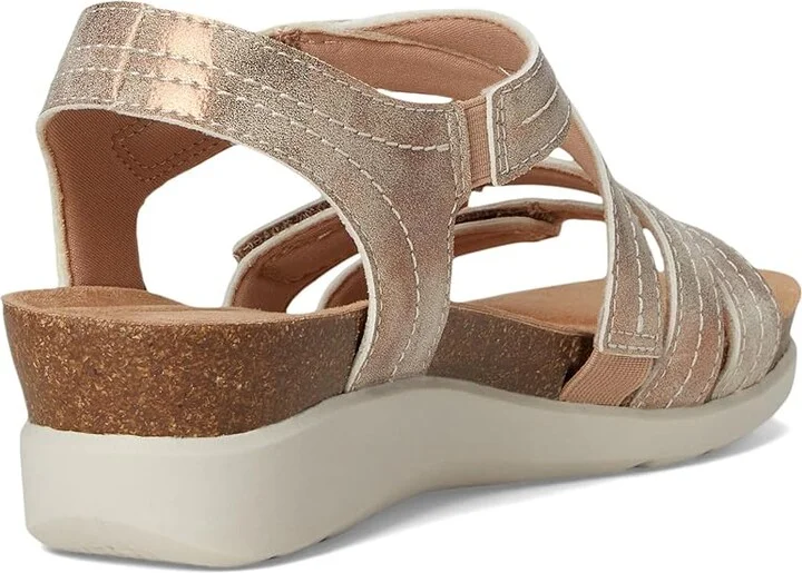 Clarks Calenne Clara Women's Sandals Bronze Metallic Textile : 7 B - Medium, Leather - Image 4