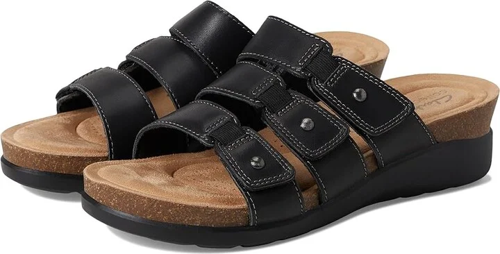 Clarks Calenne Lily Women's Sandals Black Leather : 7 B - Medium, Leather/Rubber
