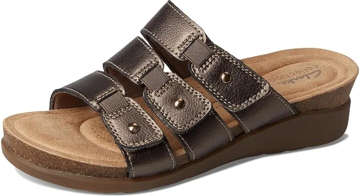 Clarks Calenne Lily Women's Sandals Bronze Metallic Leather : 10 D - Wide, Leather/Rubber - Image 5