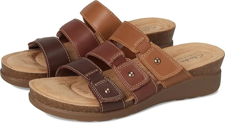Clarks Calenne Lily Women's Sandals Brown Leather : 5.5 B - Medium, Leather/Rubber
