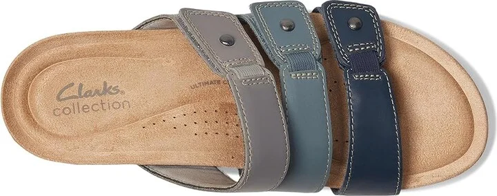Clarks Calenne Lily Women's Sandals Navy Leather : 9.5 D - Wide, Leather/Rubber - Image 2