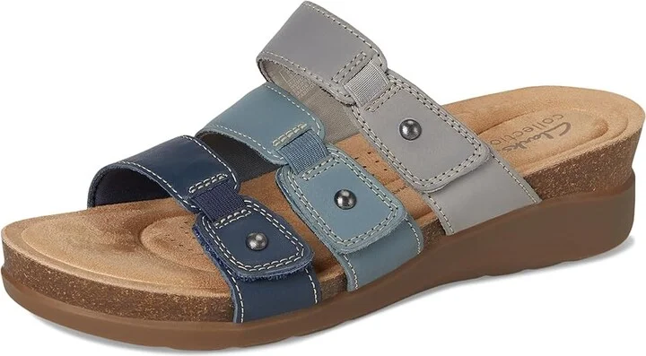 Clarks Calenne Lily Women's Sandals Navy Leather : 9.5 D - Wide, Leather/Rubber - Image 5