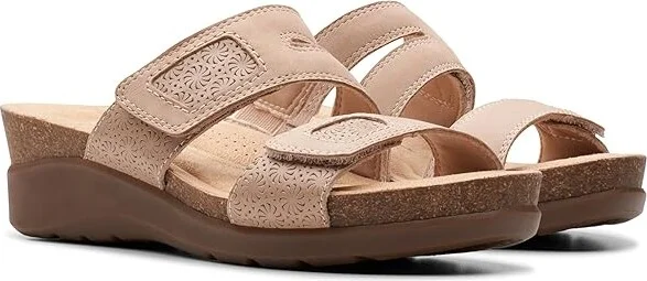 Clarks Calenne Maye Women's Sandals Sand Combi : 10 B - Medium, Leather