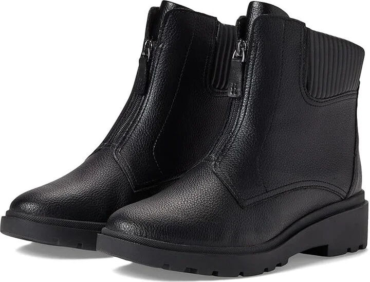 Clarks Calla Zip Women's Boots Black Leather : 8 B - Medium