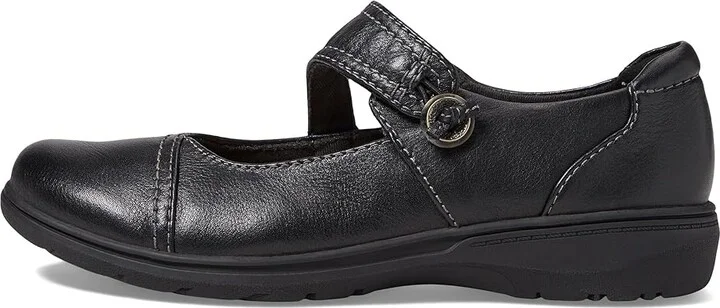 Clarks Carleigh Jane Women's Flat Shoes Black Leather : 10 D - Wide - Image 6