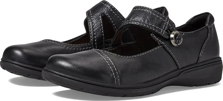 Clarks Carleigh Jane Women's Flat Shoes Black Leather : 10 D - Wide