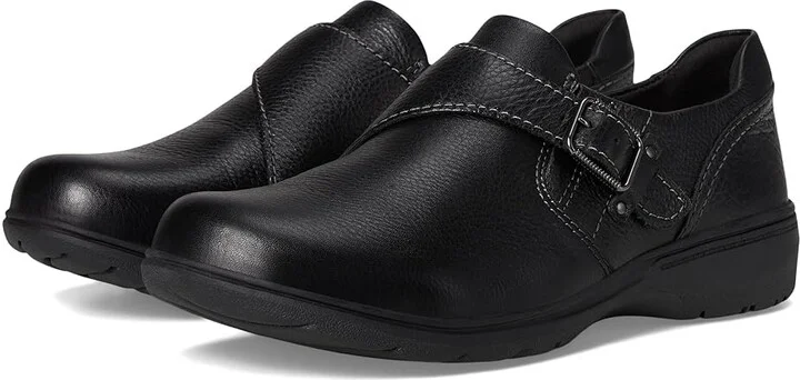 Clarks Carleigh Jazz Women's Flat Shoes Black Leather : 7.5 B - Medium, Synthetic