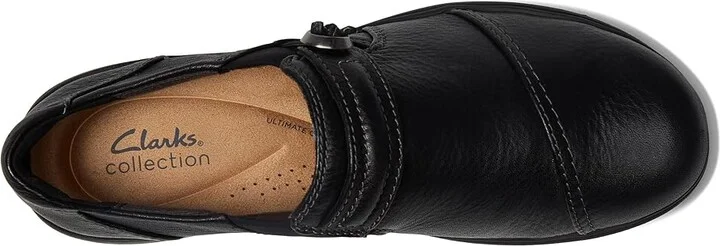 Clarks Carleigh Pearl Women's Flat Shoes Black Leather : 5.5 B - Medium, Leather/Nubuck - Image 2