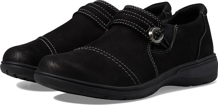 Clarks Carleigh Pearl Women's Flat Shoes Black Nubuck : 8 D - Wide, Leather/Nubuck