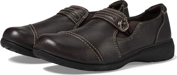 Clarks Carleigh Pearl Women's Flat Shoes Dark Brown : 9.5 B - Medium, Leather/Nubuck
