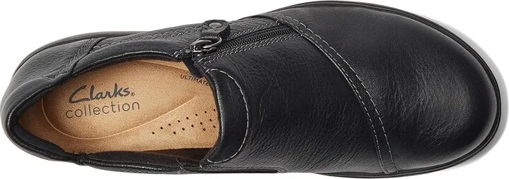 Clarks Carleigh Ray Women's Flat Shoes Black Leather : 7.5 D - Wide - Image 2